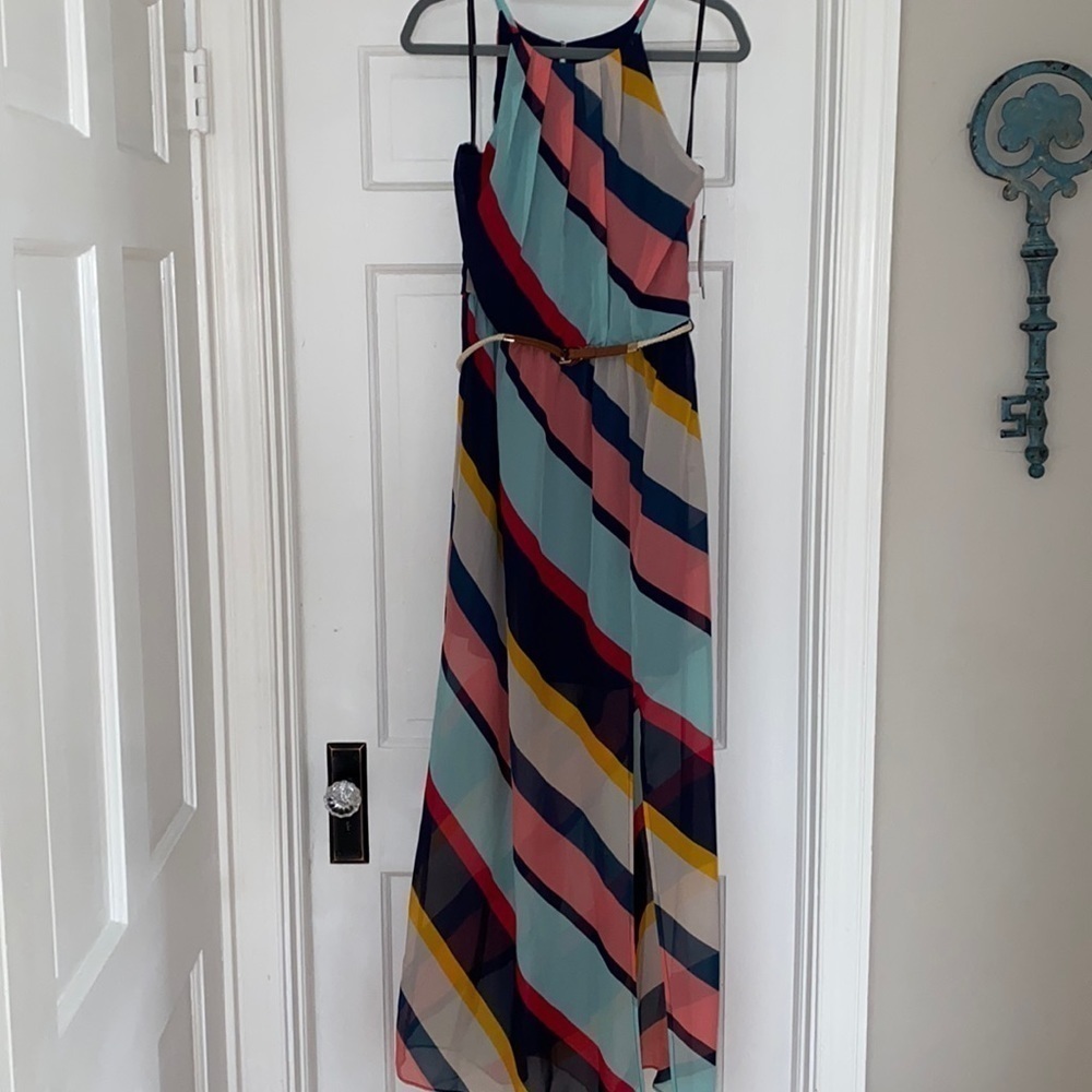 A. Byer Multicolor Diagonal Stripe Maxi Dress